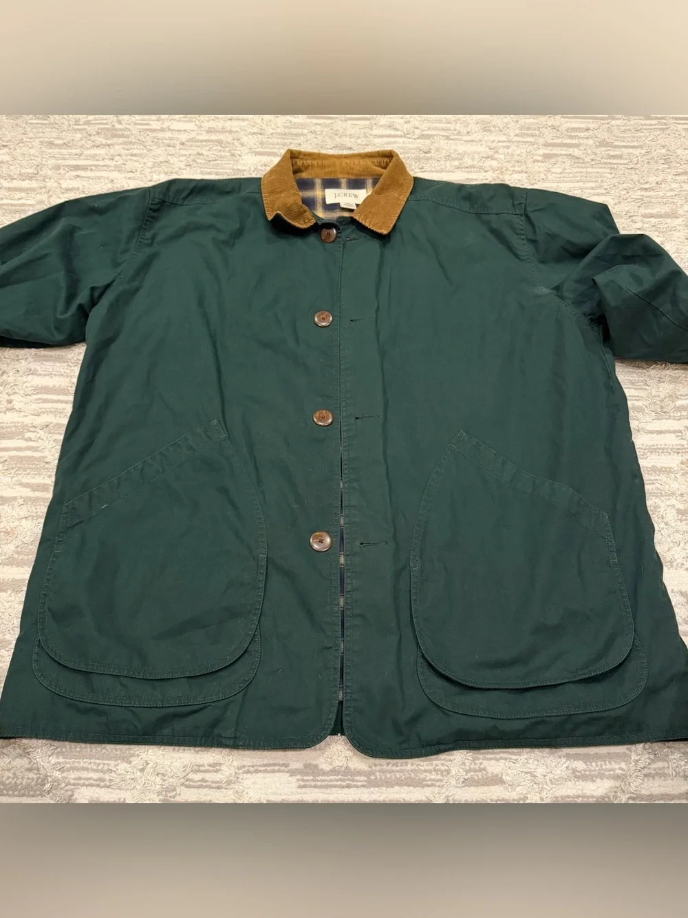 J. Crew Plaid Lined Barn Chore Jacket Men’s XL Field Corduroy Button Hunt Rare